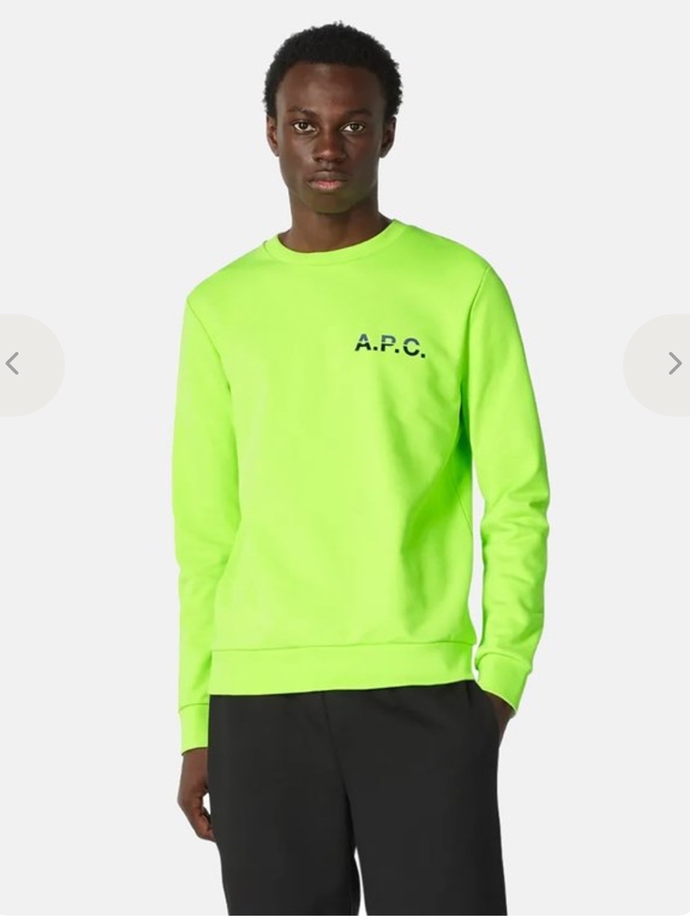 NWT A.P.C. Men’s Neon Lime Crewneck Sweatshirt